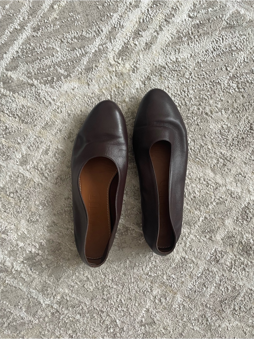 STAUD Deep Brown Leather Slip-On Flats